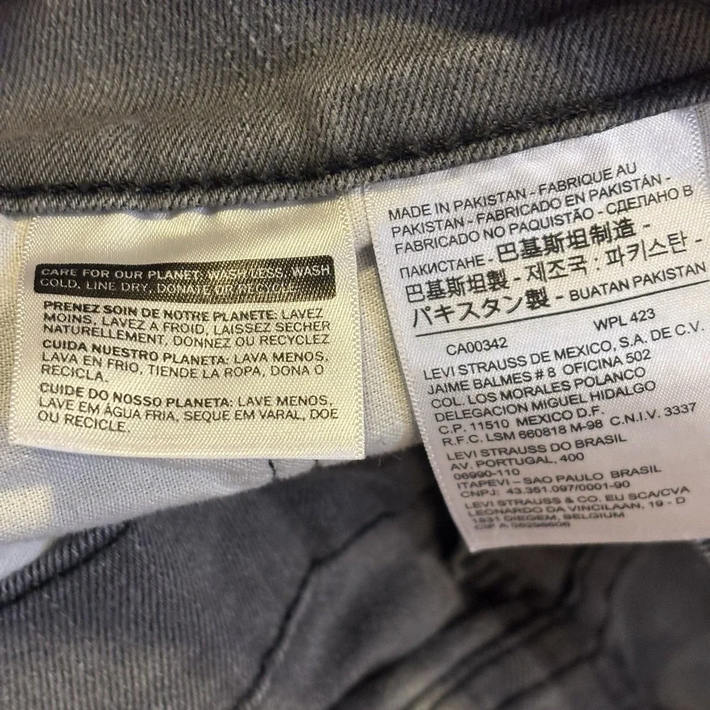 Levi's 511 Mens Jeans 34x32 Faded Light Grey Black Stitching Excellent Condition